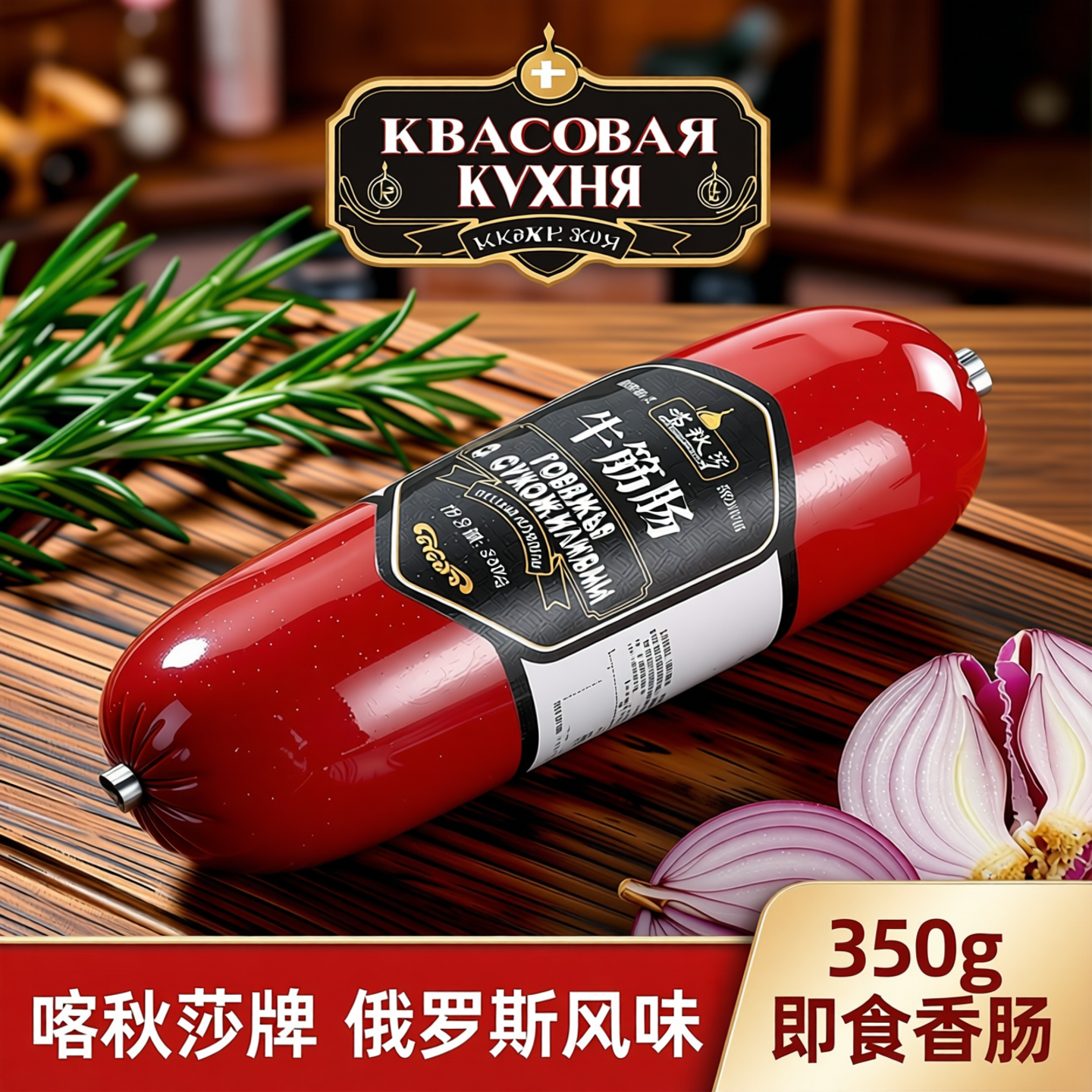 俄罗斯风味牛筋肠肉肠香肠350g喀秋莎牌火腿牛肉鸡肉肠熏肉即食肠