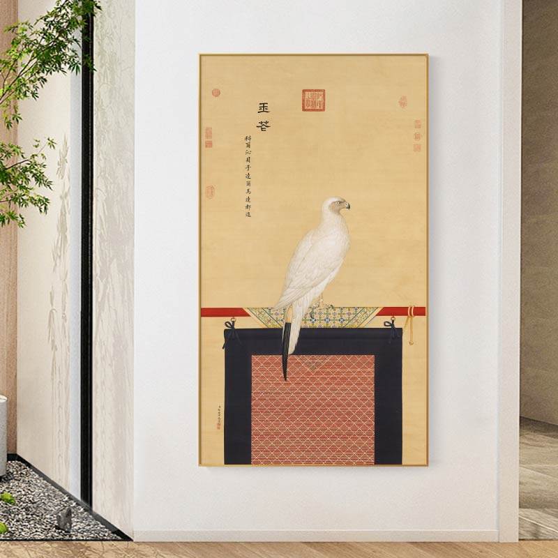 郎世宁玉花鹰微喷明清古典工笔花卉国画客厅纯棉油画布画芯装饰画