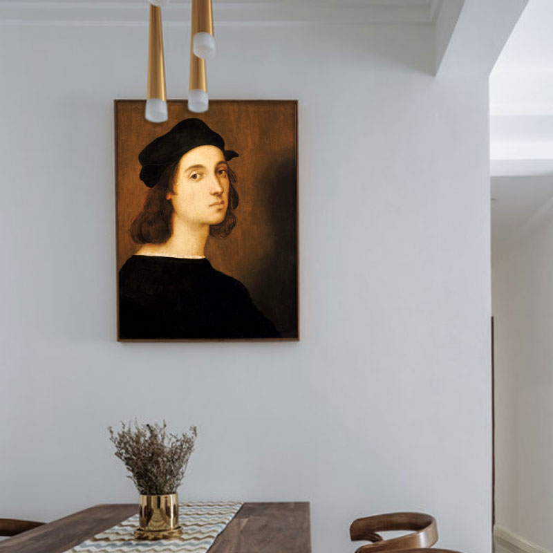 拉斐尔自画像定制竖版竖款人物男肖像美欧式油画布画芯喷绘装饰画