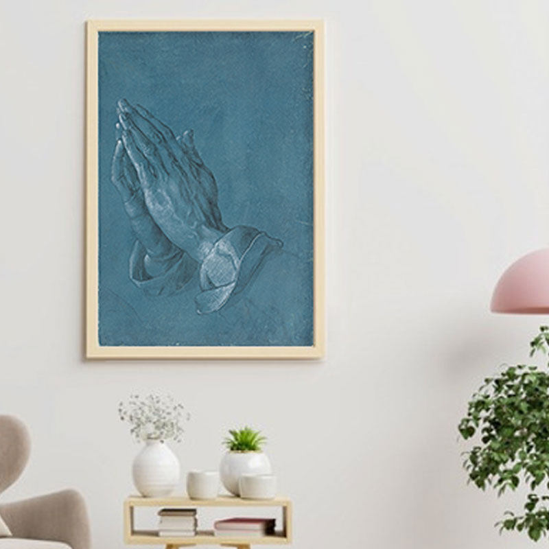 丢勒祈祷的手高清印制厚布画芯橙湖工作室精品竖款欧式书房装饰画