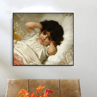 穆尼尔可爱宝贝女孩玛丽路易斯肖像横款高清印制无框客厅装饰画