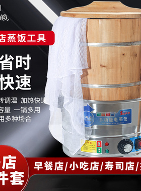 台湾饭团蒸饭工具套装 木桶蒸饭 电蒸炉笼锅柳杉原木电饭煲商用蒸