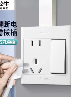 公牛 G09系列白色开关插座明装墙壁面板86型明装开关墙壁插座面板