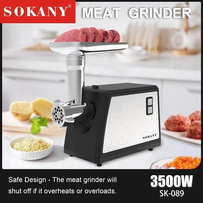 出口SOKANY089电动绞肉机家用全自动不锈钢碎肉机MEAT GRINDER