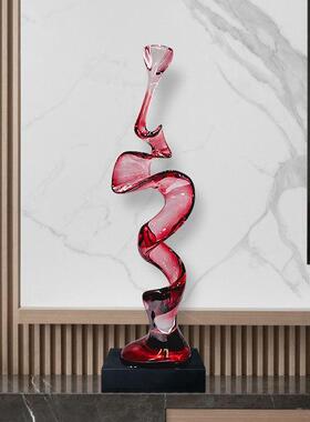 轻奢客厅玄关摆件酒店电视机旁高级抽象蒸蒸日上透明树脂工艺品