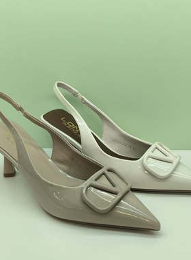 亮点女人65333夏季2025单鞋后空细跟凉鞋女外穿高级感浅口尖头鞋