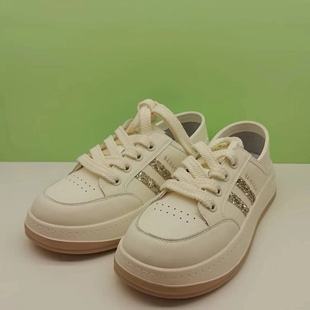 牛皮圆头休闲平底小白鞋 亮点女人856 新款 2025春季 1专柜正品