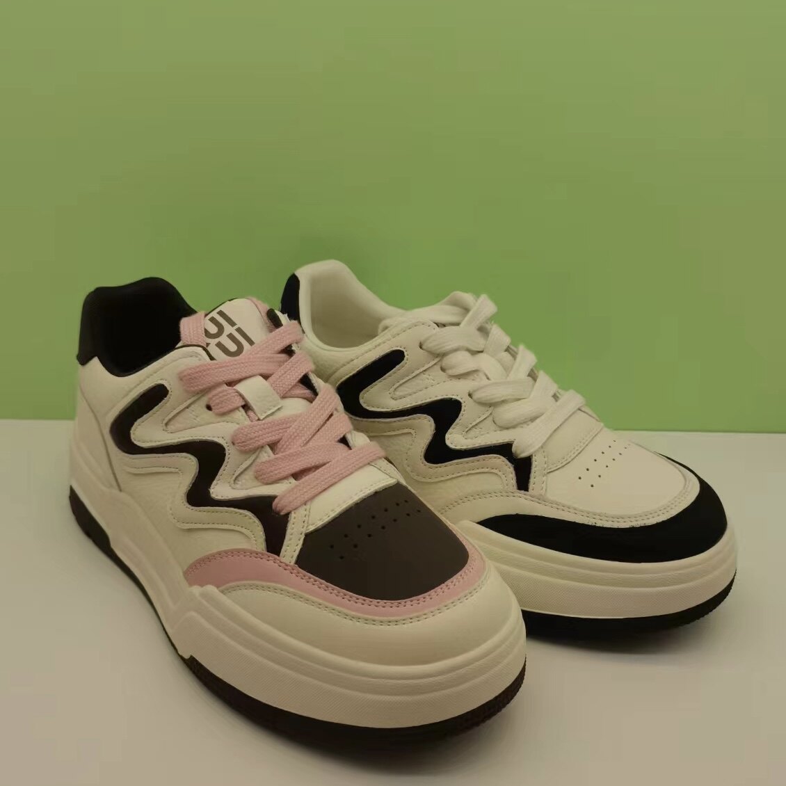 亮点女人868-1女鞋2023秋季款透气板鞋真皮厚底百搭女鞋子学生鞋3