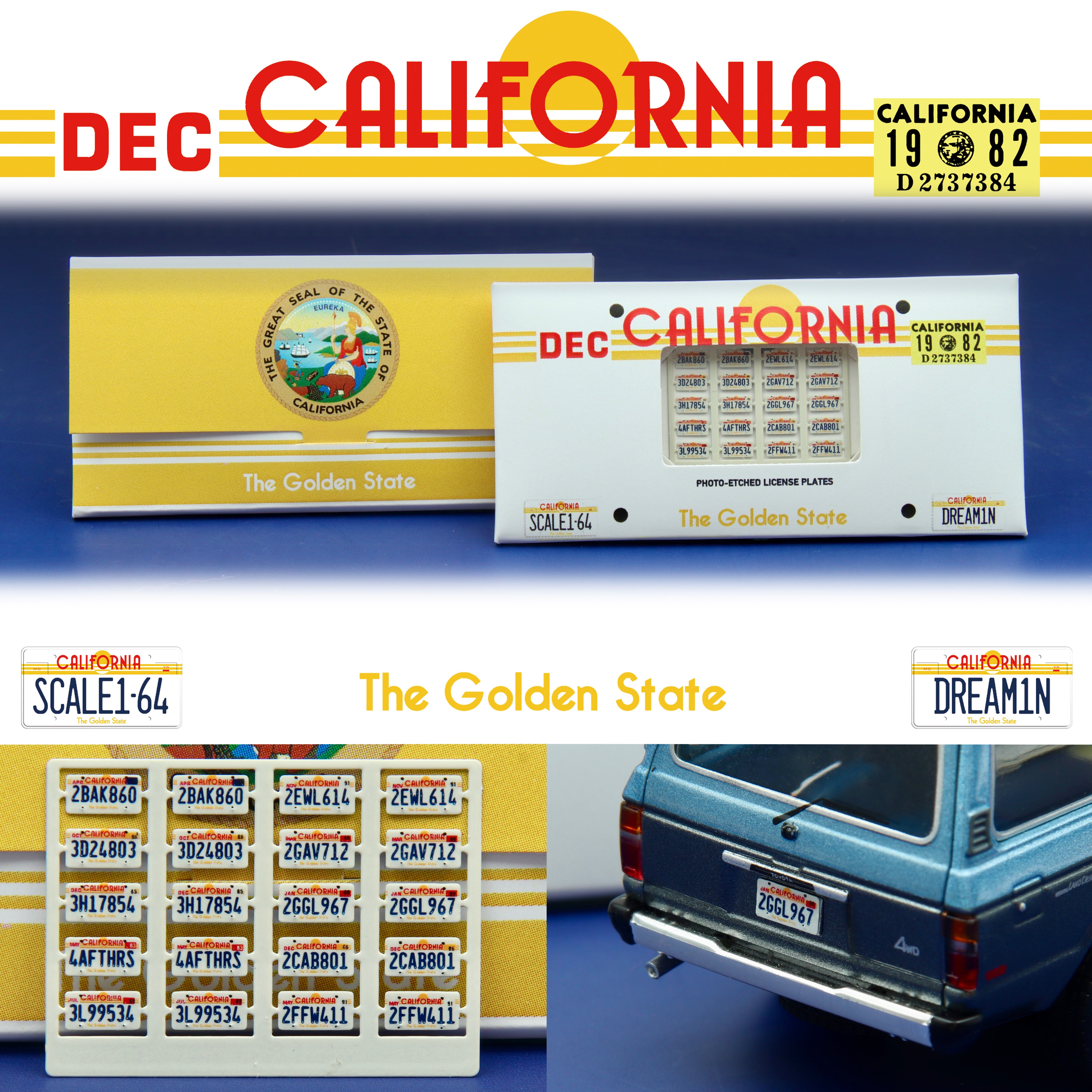 1/64比例 加州THE GOLDEN STATE 蚀刻片车牌模型改件套装