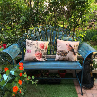 花园椅子铁艺复古北欧双人田园庭院户外单个长凳靠背阳台孔雀造型