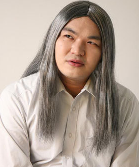 舞台演出发套 中分长直发男女花白假发万圣节cos假发搞笑舞台演出