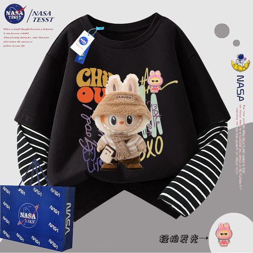 NASA联名女童发光拉布布长袖T恤