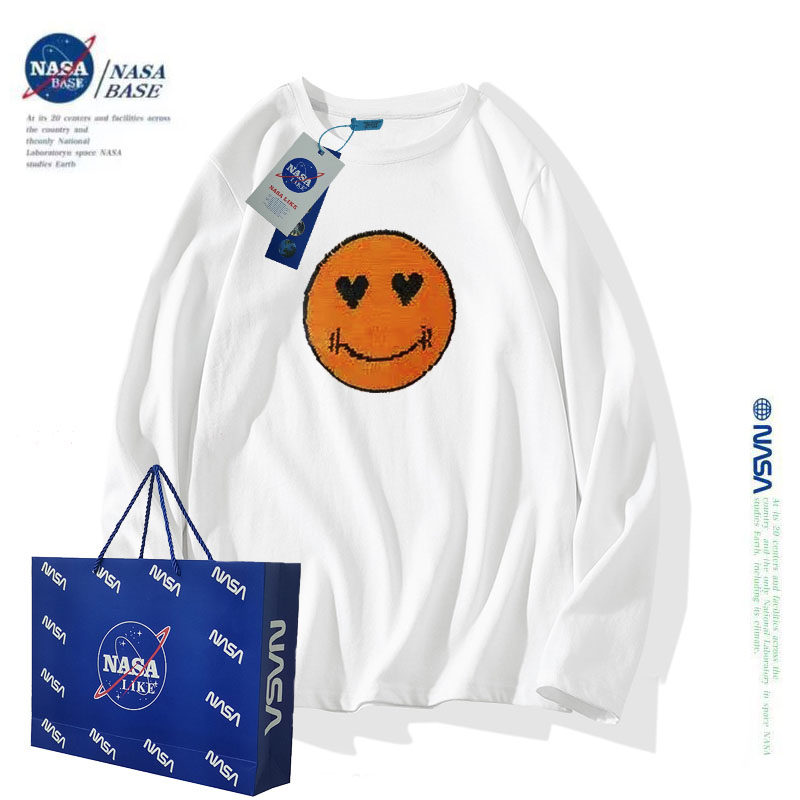 NASA联名情绪T恤春秋款男童长袖纯棉重工炸街亮片笑脸中大童上衣,童装/婴儿装/亲子装,T恤,淘宝优惠券,粉丝福利购,淘宝优惠卷