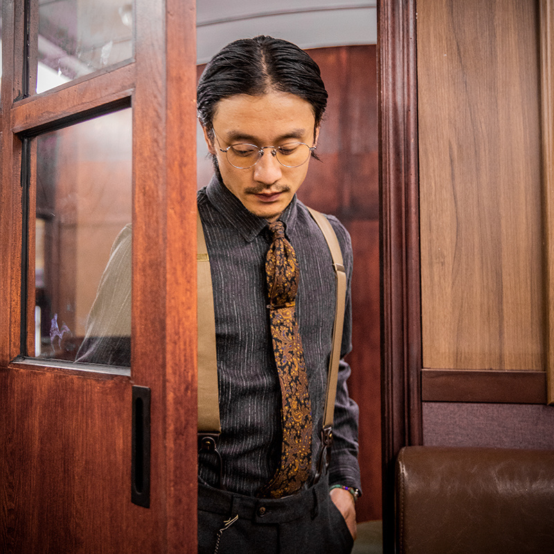 复古西装英伦风免烫条纹长袖衬衣