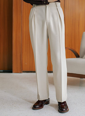 SOARIN意式绅装双褶西装裤男 抗皱免烫商务正装修身锥形九分裤子