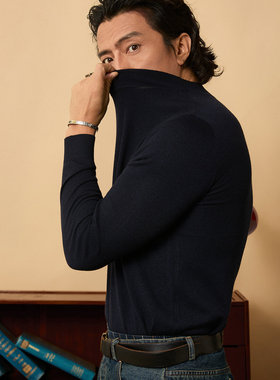 SOARIN英伦复古半高领毛衣男 高级感保暖内搭打底修身套头针织衫