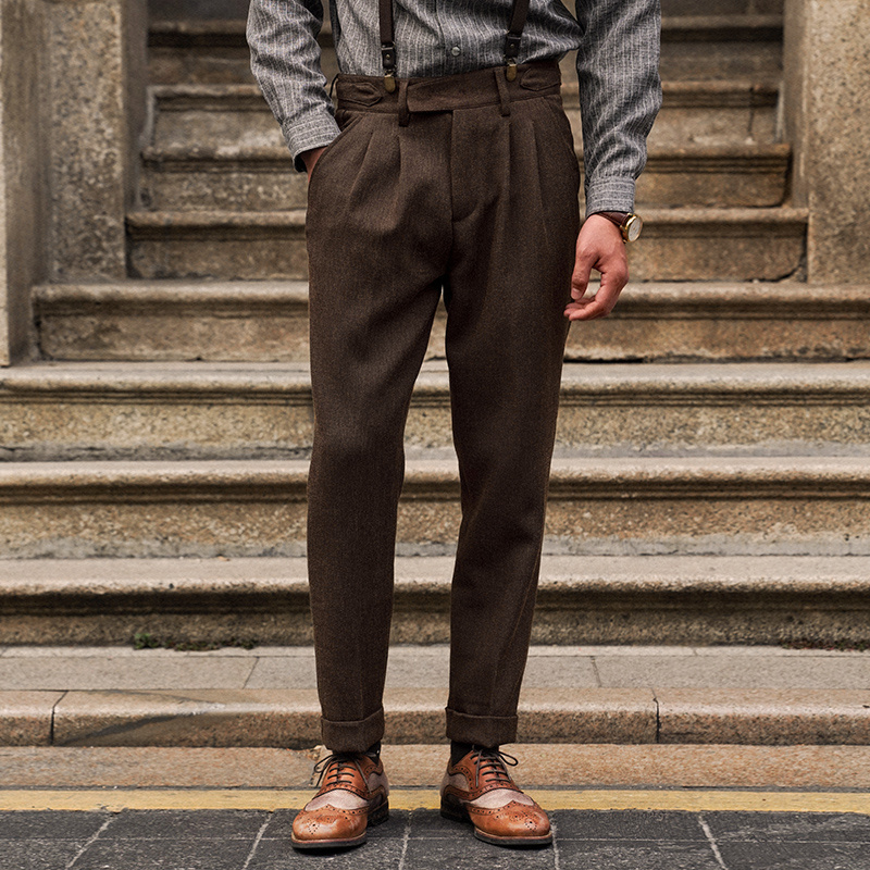 复古秋冬垂感休闲修身小脚九分裤