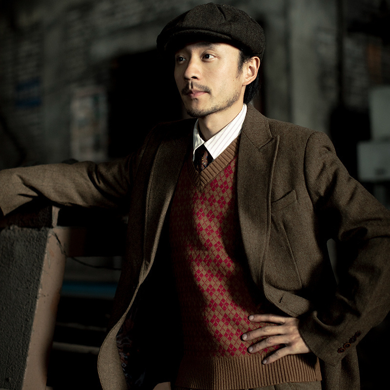 SOARIN英伦风复古毛呢西装外套男