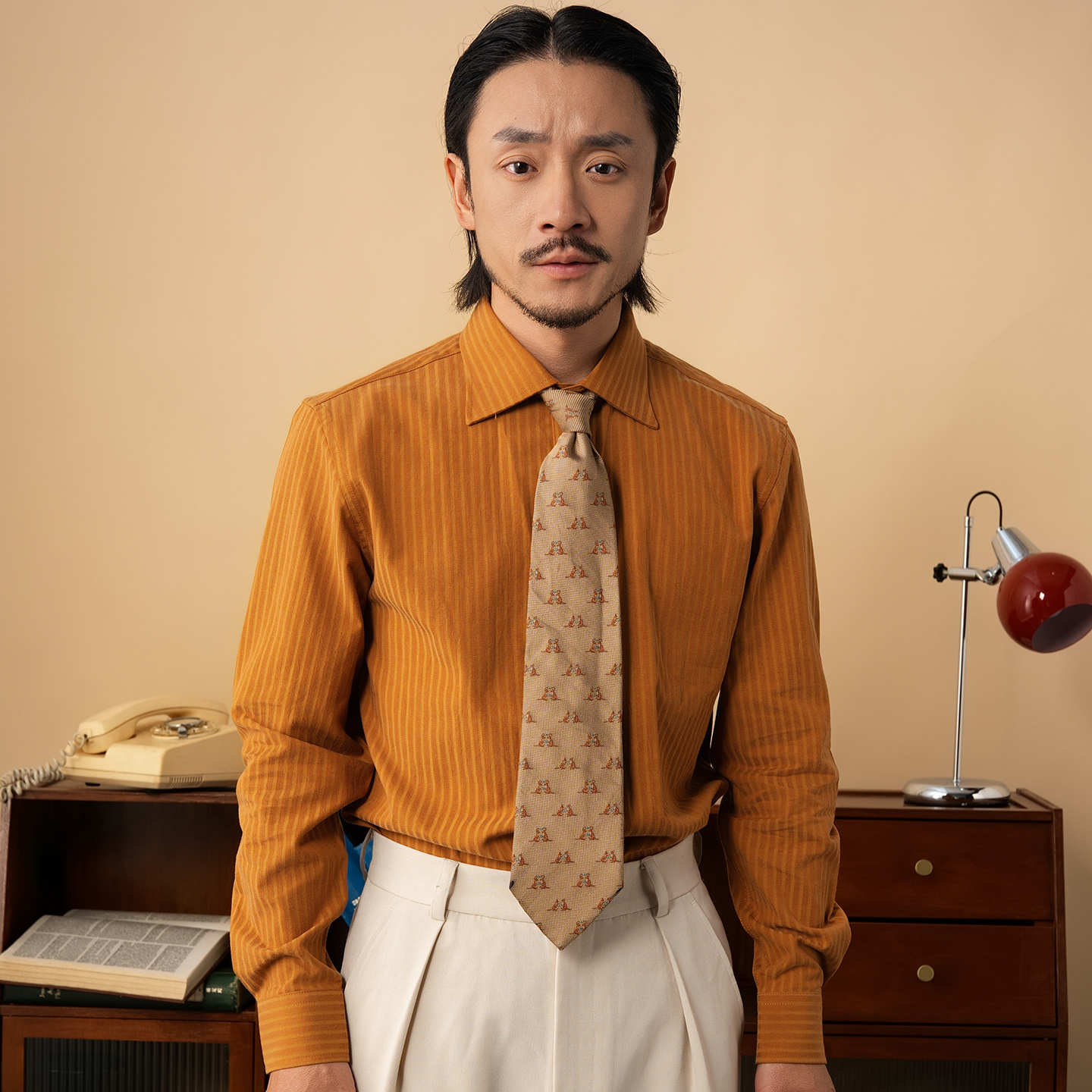 【莱赛尔】SOARIN英伦复古条纹西装衬衫男 商务休闲修身长袖衬衣