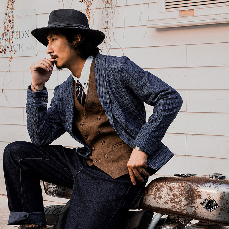 SOARIN美式复古青果领夹克外套男