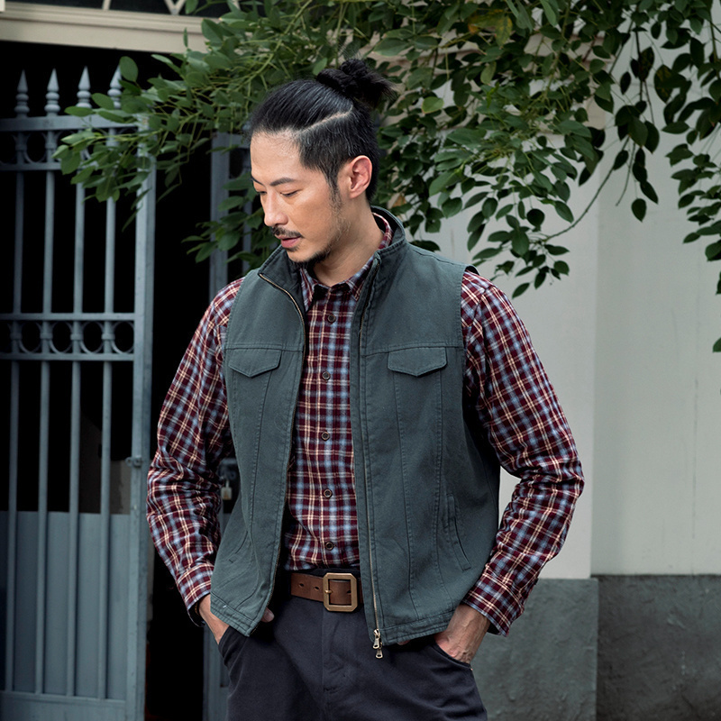 SOARIN美式复古拉链工装马甲男