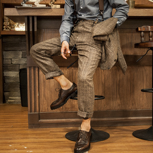 裤 格纹直筒裤 男士 九分裤 子 商务休闲修身 SOARIN英伦复古格子西装