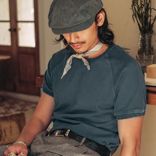 SOARIN美式 阿美咔嘰硬漢炒色做舊休閑全棉體恤 T恤男 復(fù)古圓領(lǐng)短袖