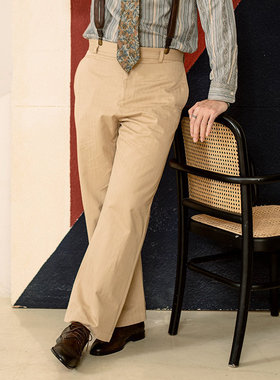 SOARIN英伦风复古条纹九分西裤男 高级感商务正装修身锥形西装裤