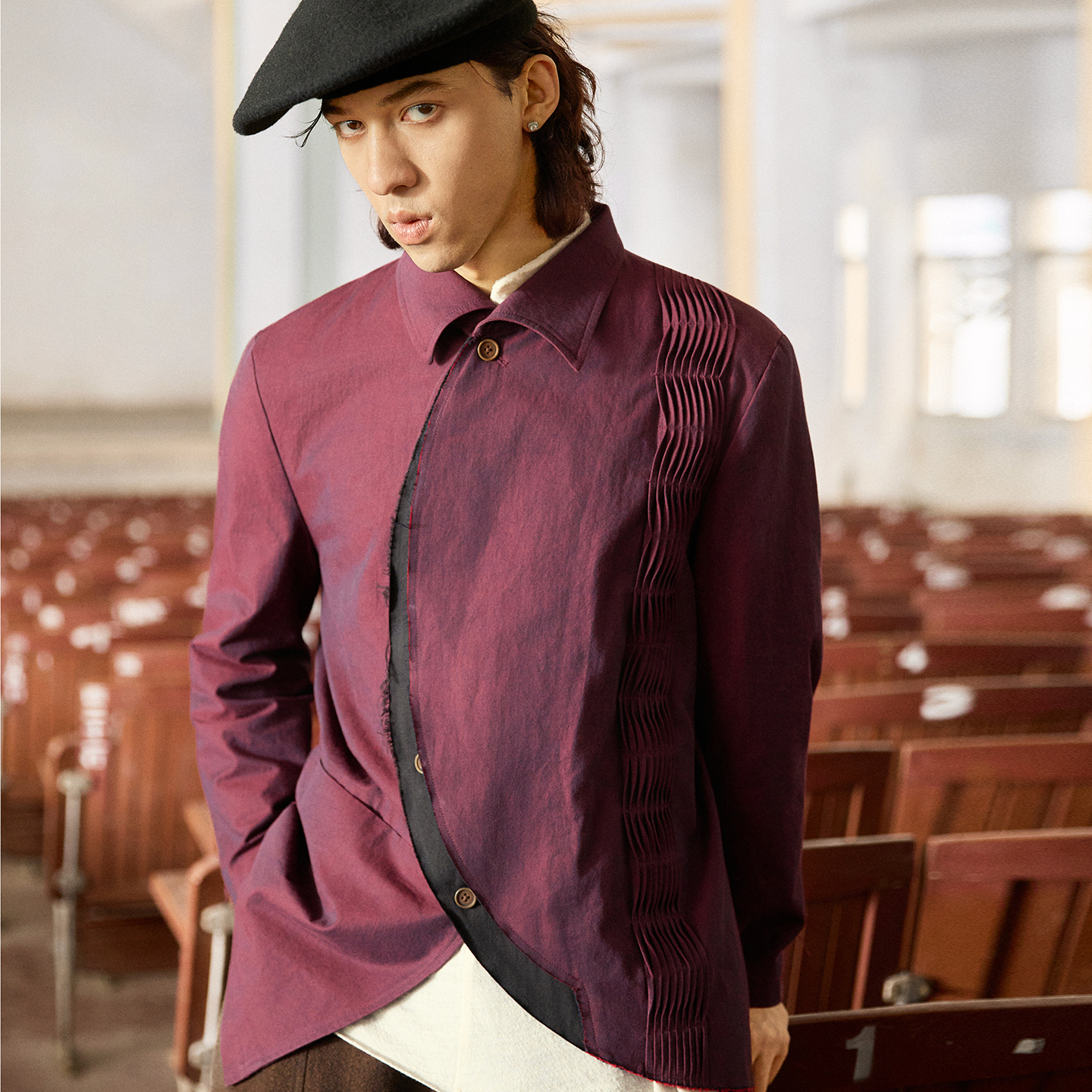 SOARIN独立复古新中式高级感西装外套男 设计感不规则休闲单西服