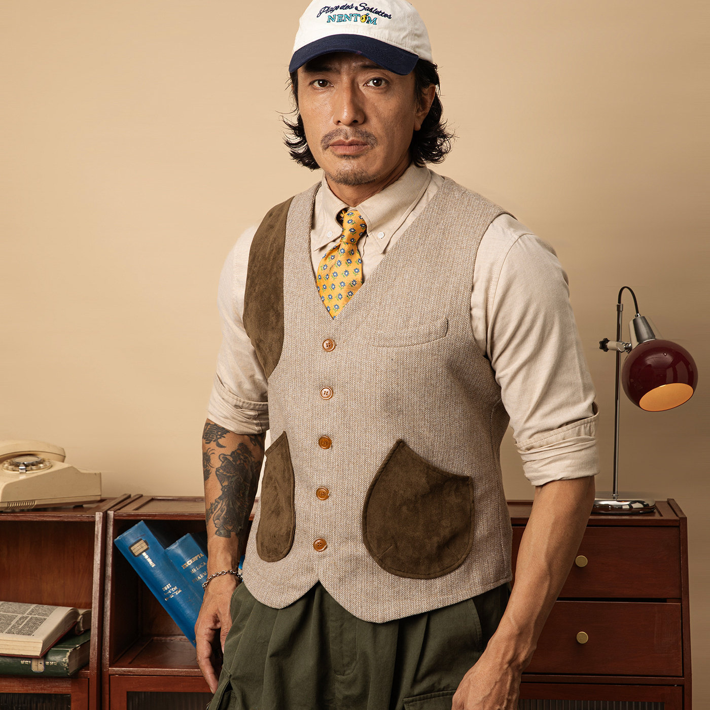 SOARIN美式拼接鹿皮绒工装马甲男 羊毛呢轻复古休闲猎装马夹背心,男装,常规马甲,淘宝优惠券,粉丝福利购,淘宝优惠卷