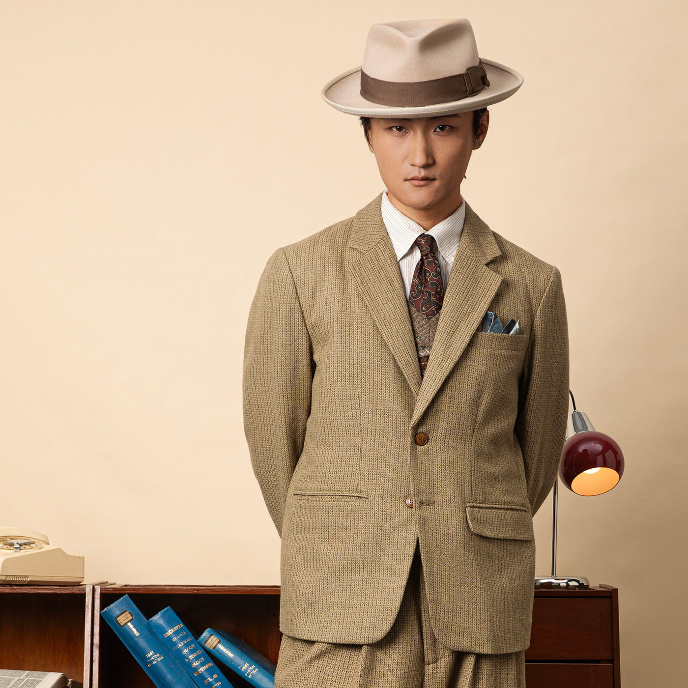 SOARIN【华夫格】英伦复古羊毛呢西装外套男绅士感商务休闲单西服