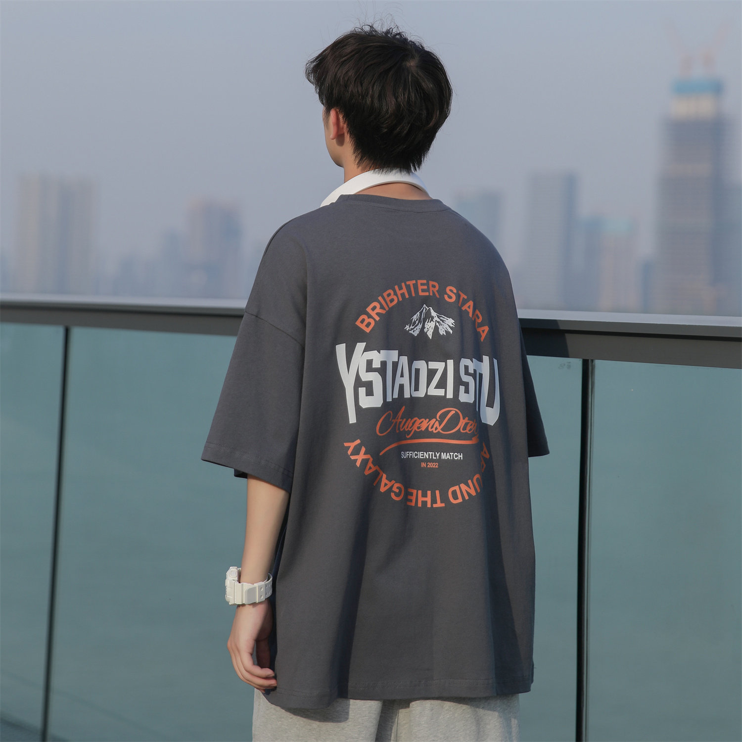 2023夏季新款圆领印花宽松半袖短袖T恤A336-RT080-P38-限价49,男装T恤,电商A336