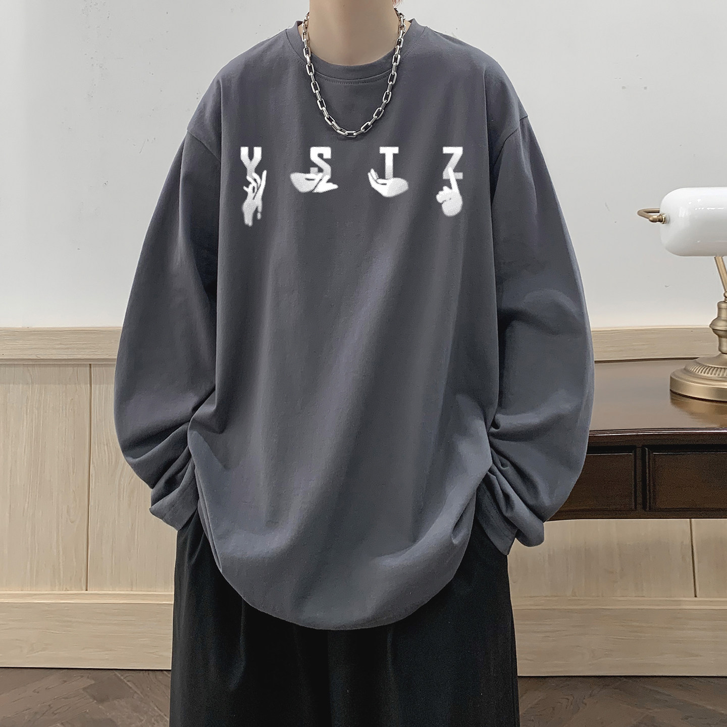 2025秋季新款长袖T恤A336-2-V748V-P38-限价48（纯棉）,男装T恤,电商A336-2