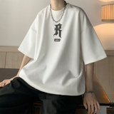 wassupcandy复古短袖t恤男士夏季ins潮流宽松五分袖美式街头衣服，男装T恤，电商A336