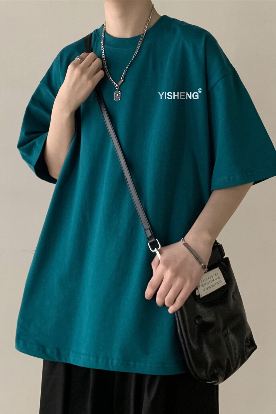 基础款酒红色t恤男款夏季美式复古小领口短袖情侣oversize打底衫,男装T恤,电商A336