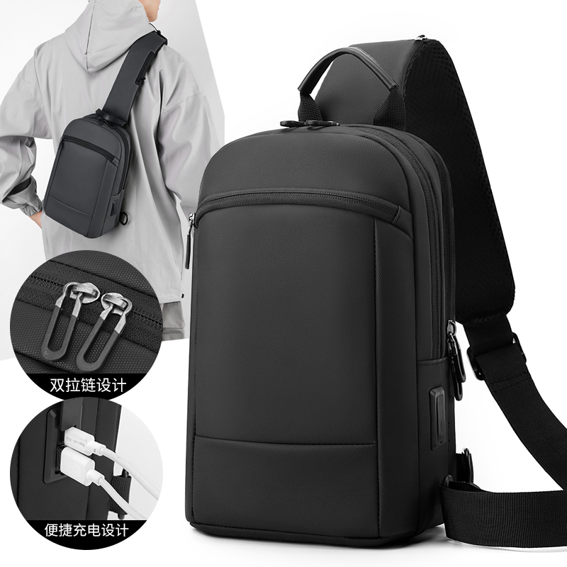 新款多功能男士胸包简约斜挎背包