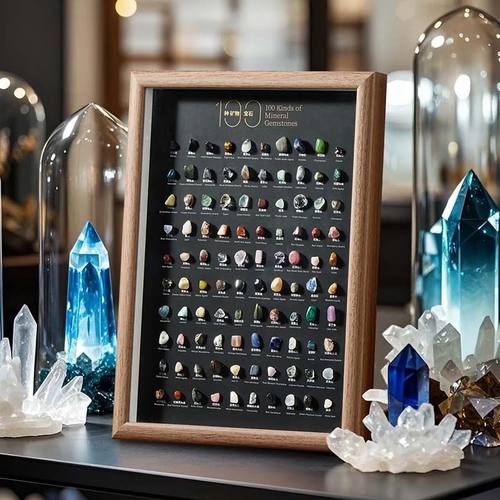 100种矿石相框标本新年礼物地质矿物石头科普家居创意装饰摆件