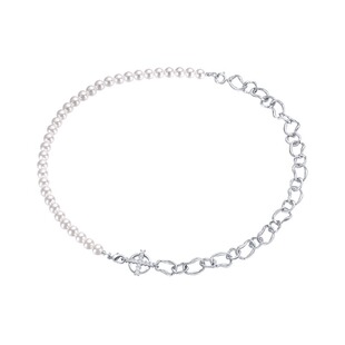 马君妍同款项链珍珠十字架不规则链条锁骨链短款明星周边饰品配饰