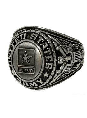 美国生产进口军事迷戒指陆军和USMC认证版奥地利水晶镀银黑灰色