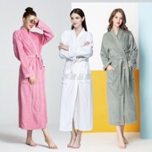 酒店纯棉浴袍毛巾料男女情侣吸水睡袍春秋季 睡衣全棉浴衣 加长款
