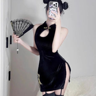 大码 性感内衣房事高级潮床上擦边火辣睡裙旗袍肚兜制服短裙qqny