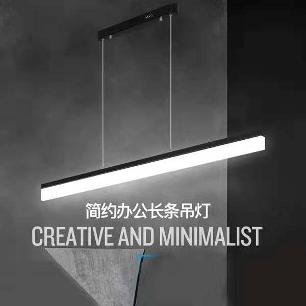 现代简约led长条形办公室吊灯创意个性北欧餐厅吧台亚克力工程灯_虎窝淘