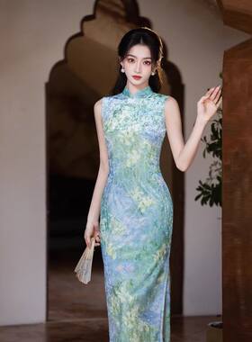 复古无袖气质少女修身2026新中式版金钻绒文艺改良连衣裙旗袍日常