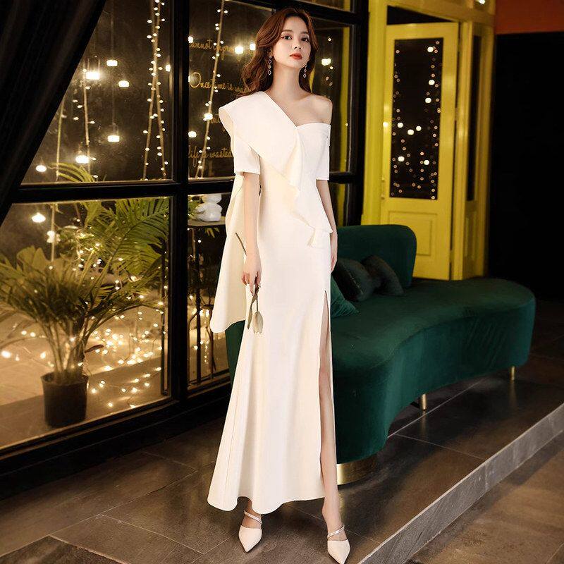 2022女晚礼服白色新款长款平时