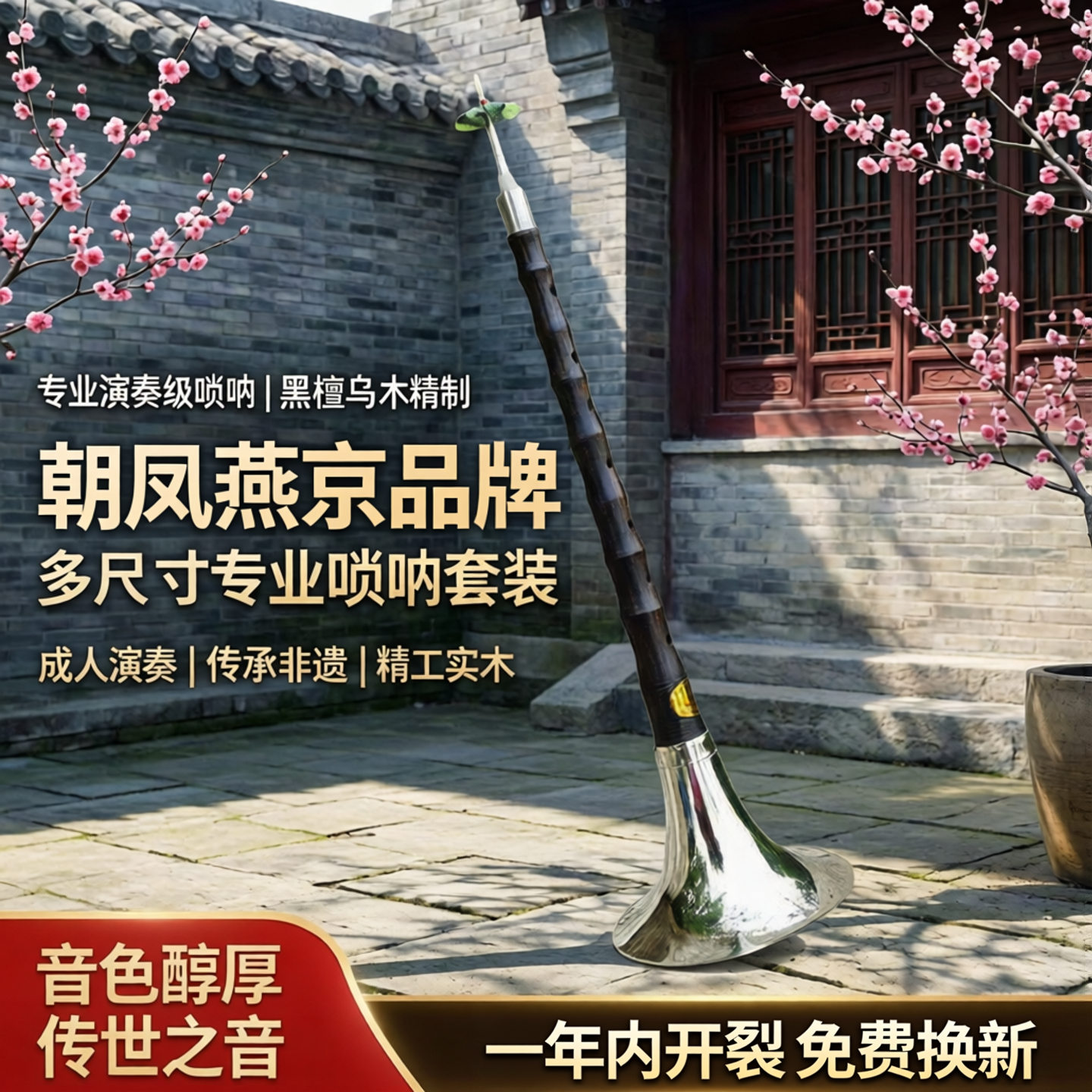 唢呐乐器全套专业演奏黑檀乌木d调大中小号实木C调配乐器包成人G