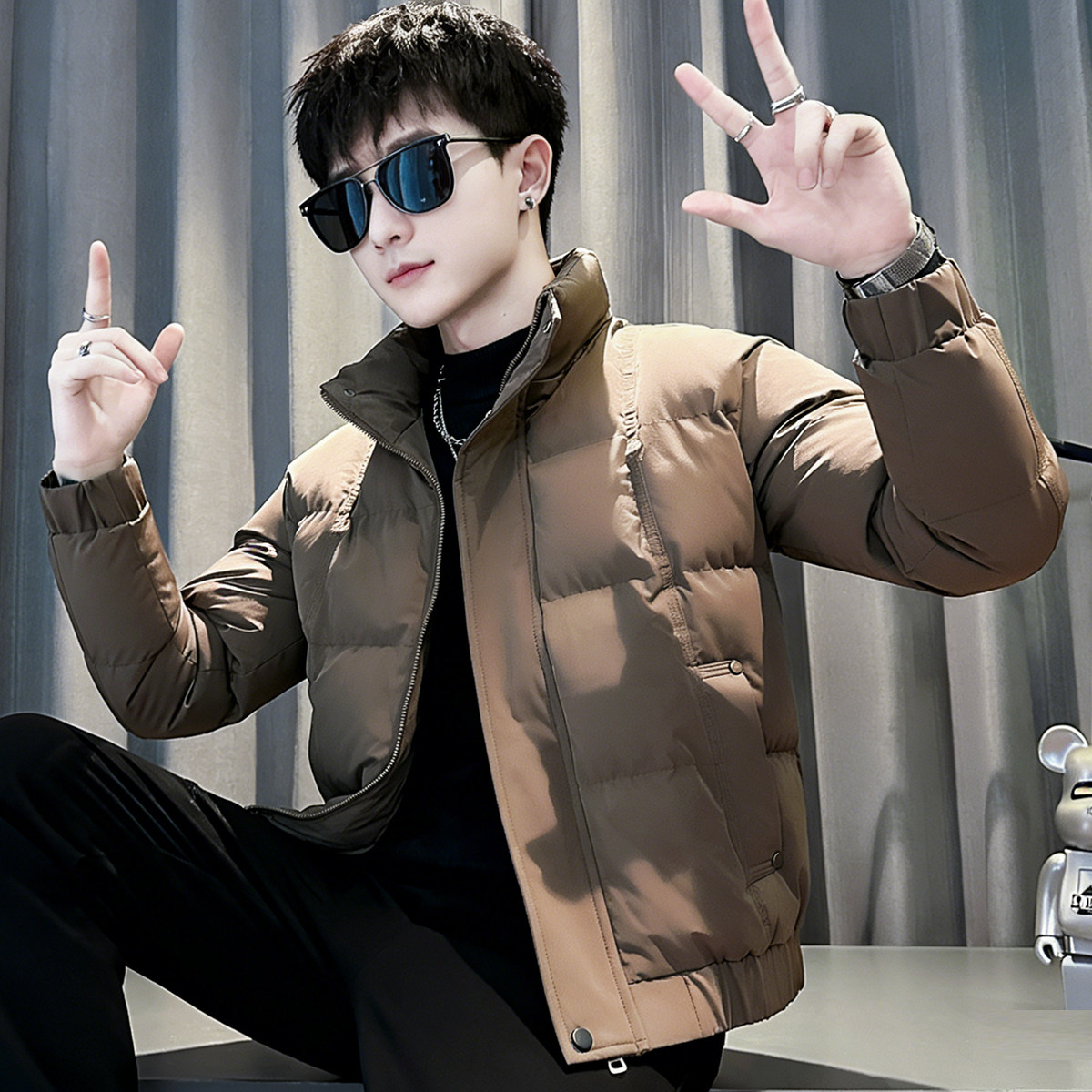 冬季痞帅棉衣男士修身流行羽绒服