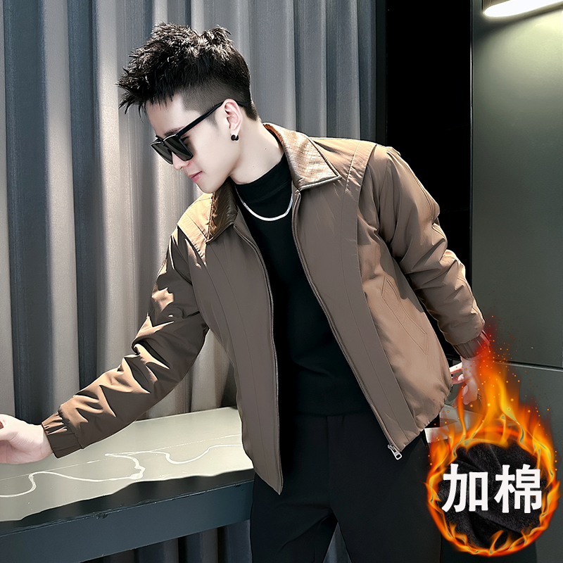 秋冬加厚款夹克男士修身痞帅上衣2025新款爆款高级感保暖休闲外套