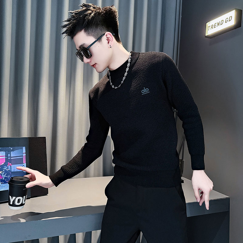 冬装加厚毛衣男款修身内搭针织衫