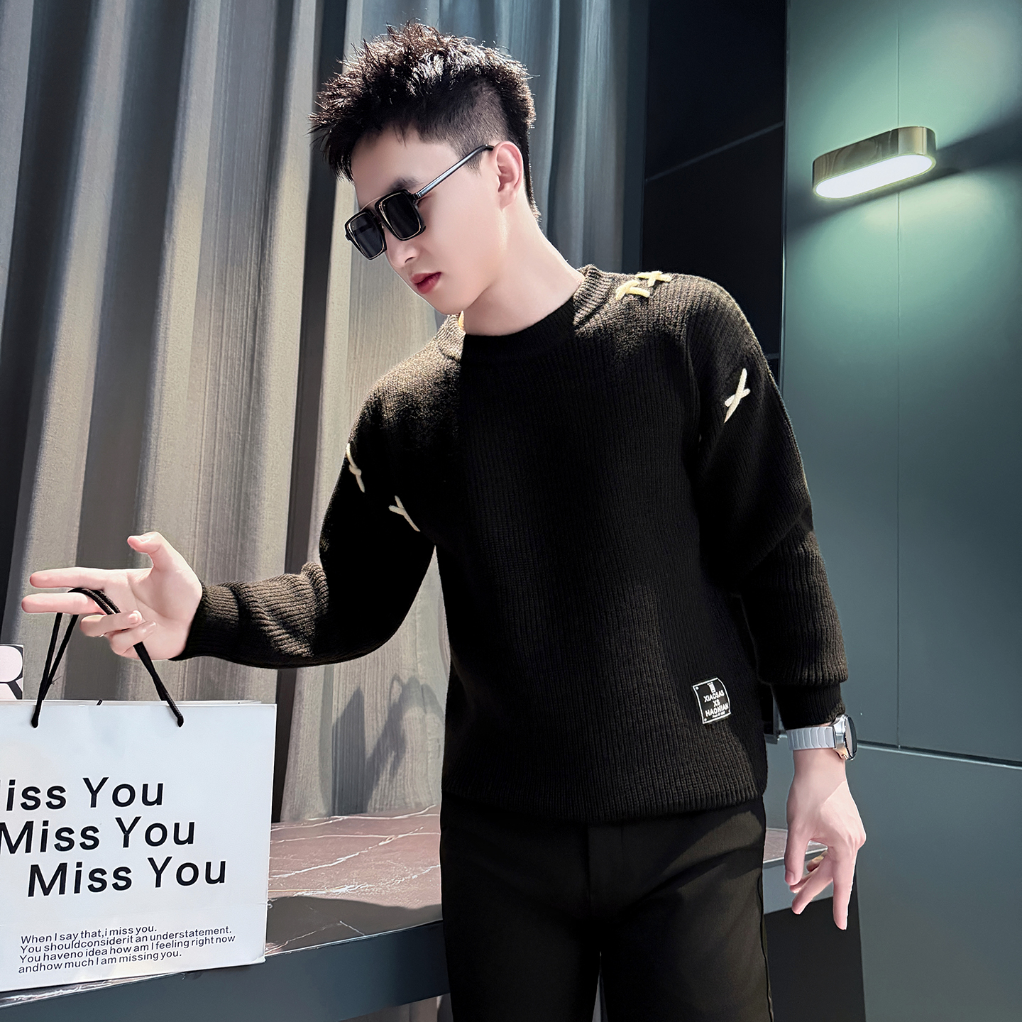 秋冬加厚毛衣男款流行内搭针织衫