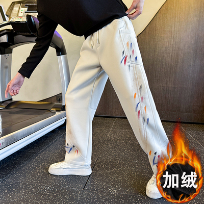 加绒加厚卫裤男士保暖直筒裤